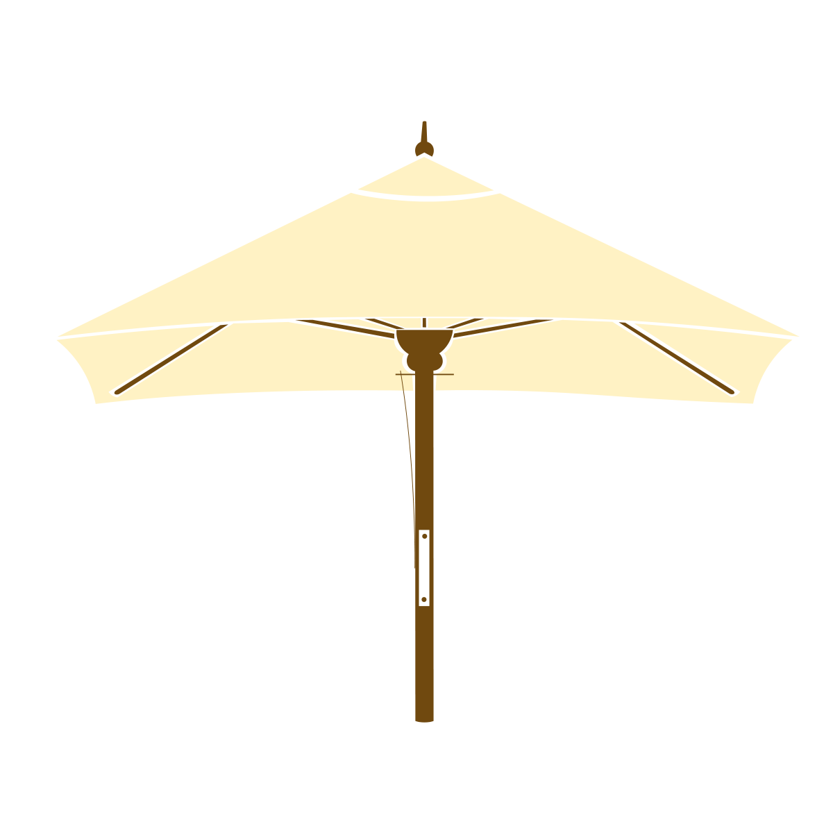 Landhausschirm, 3 m, eckig, Bambusgestell, beige mit Kordel