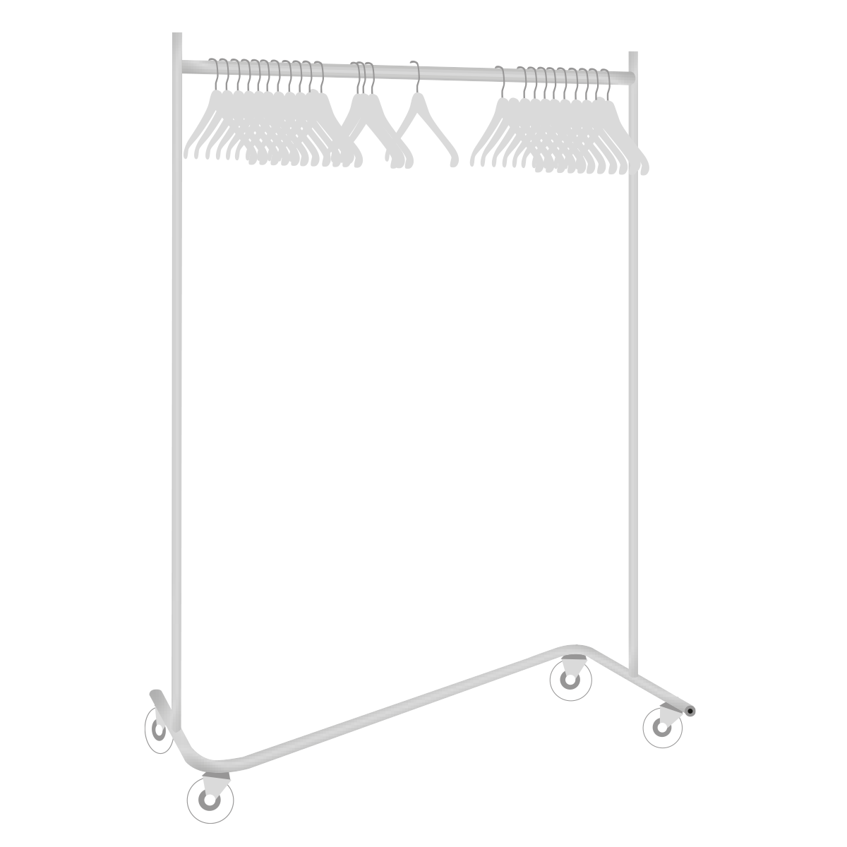 Gardrobenständer, Chrom, rollbar, mit 40 Bügel