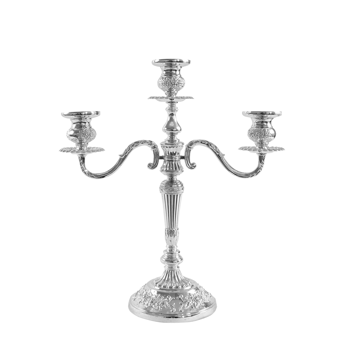 Kerzenleuchter, silber, dreiarmig. 25 cm hoch, ohne Spitzkerzen