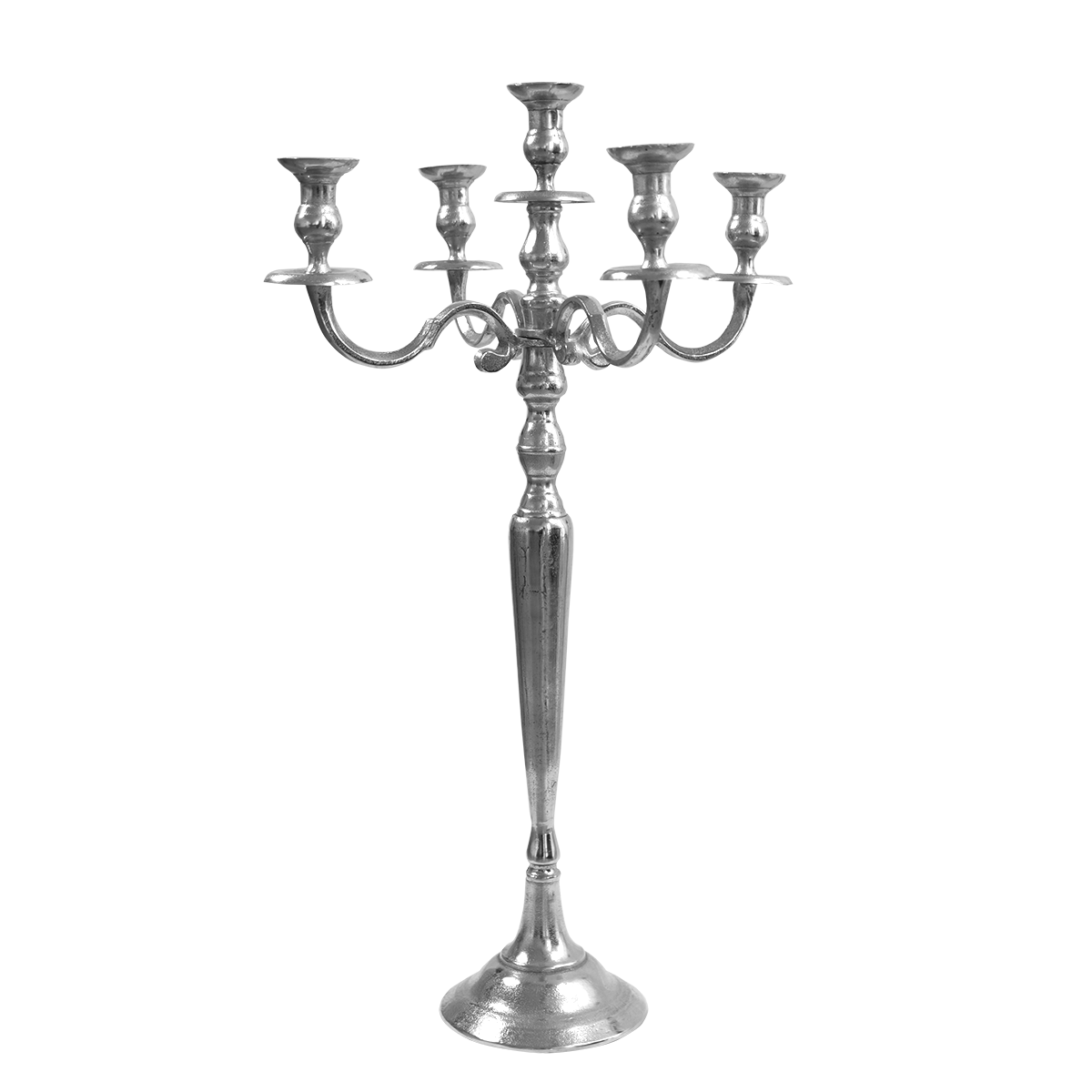 Kerzenleuchter, silber, fünfarmig. 50 cm hoch, ohne Spitzkerzen