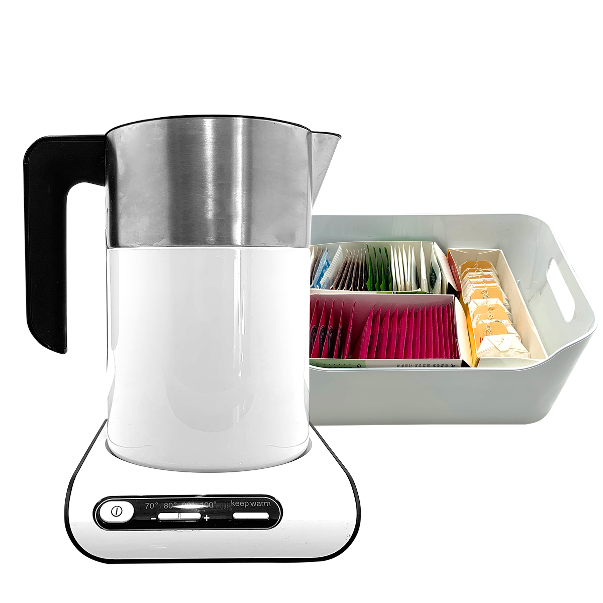 Teebox mit Wasserkocher und Tee
