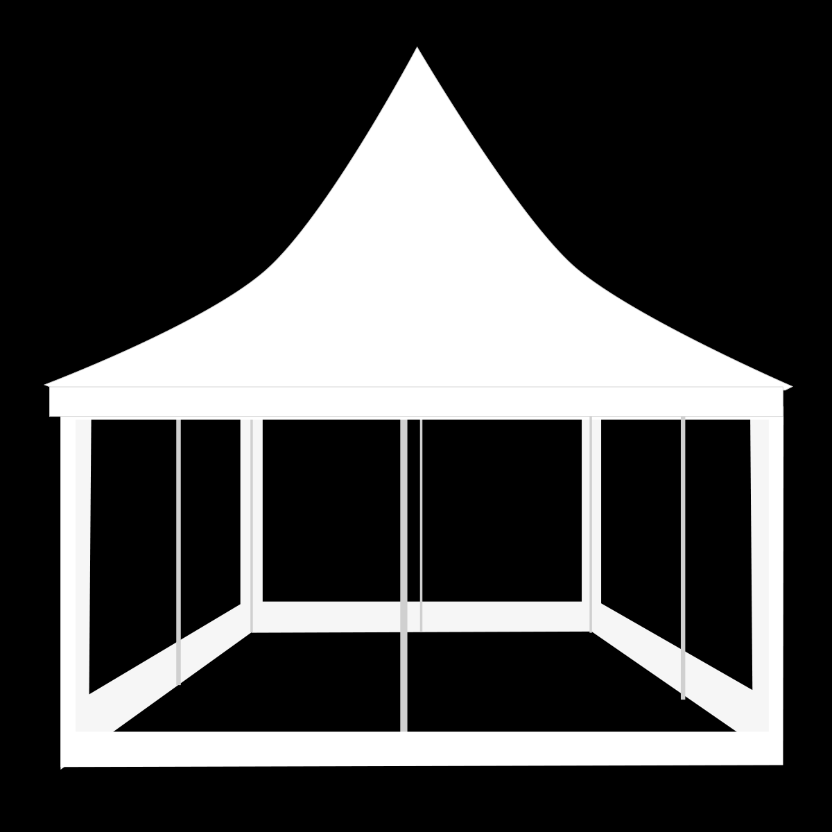Pagode 6 x 6 m, mit Fussboden, komplett transparent